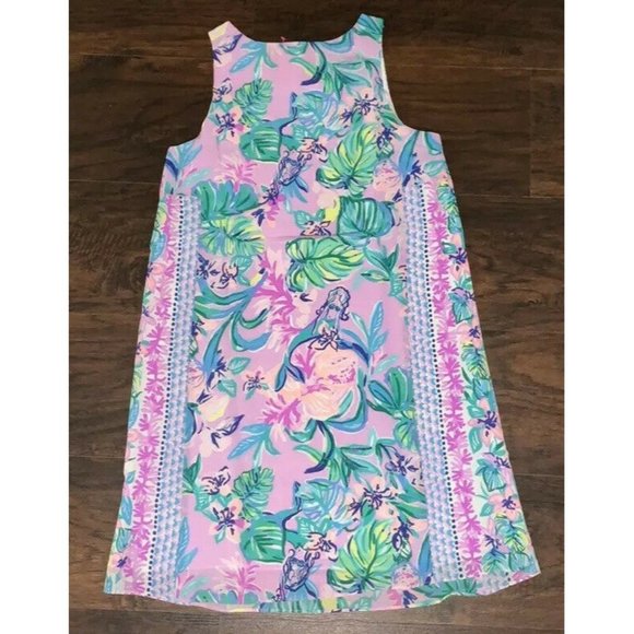 Lilly Pulitzer Mermaid In The Shade Jackie Purple Green Silk Shift Dress New XS - Picture 9 of 9